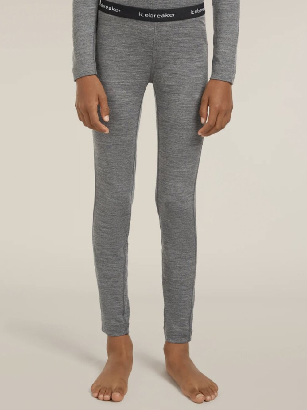 Icebreaker Kids’ Merino Wool 200 Oasis Thermal Leggings Gritstone Heather Gray